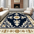 Classic Floral Medallion Navy Rug