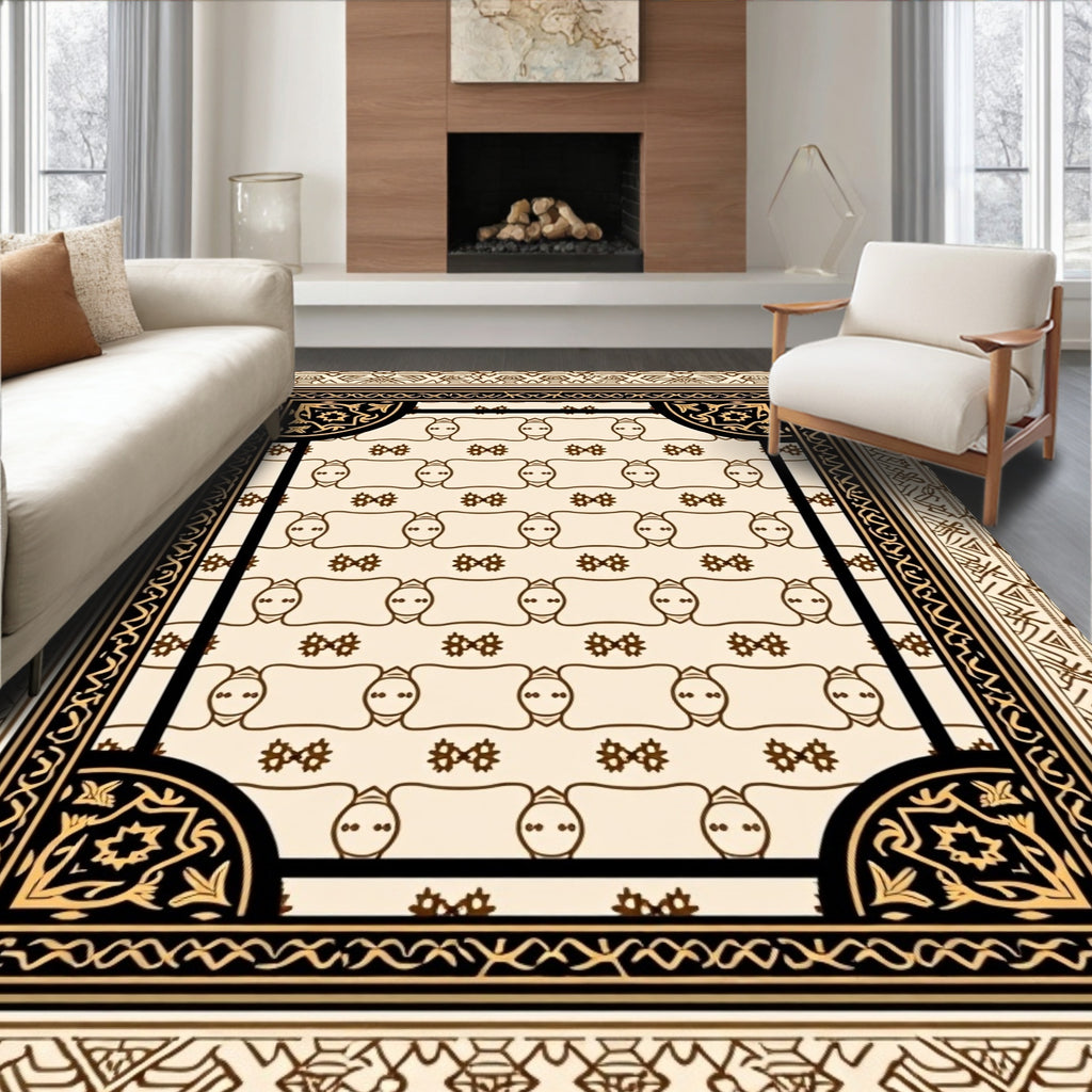 Elegant Beige Geometric Contemporary Rug