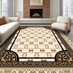 Elegant Beige Geometric Contemporary Rug
