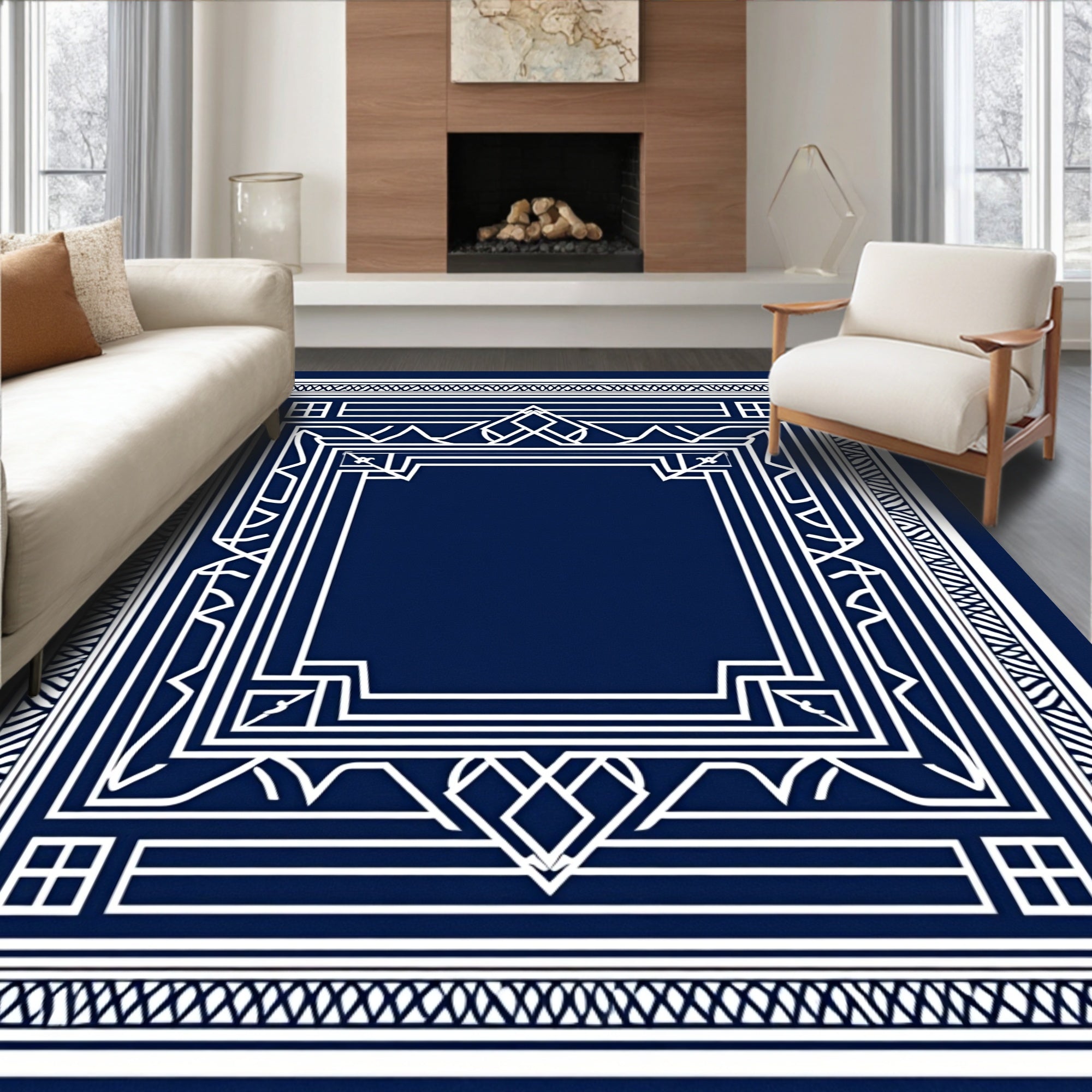 Geometric Lines Ornate Decorative Rug