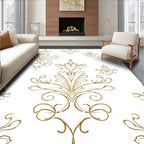 Ornate Gold Flourish Scrollwork Rug