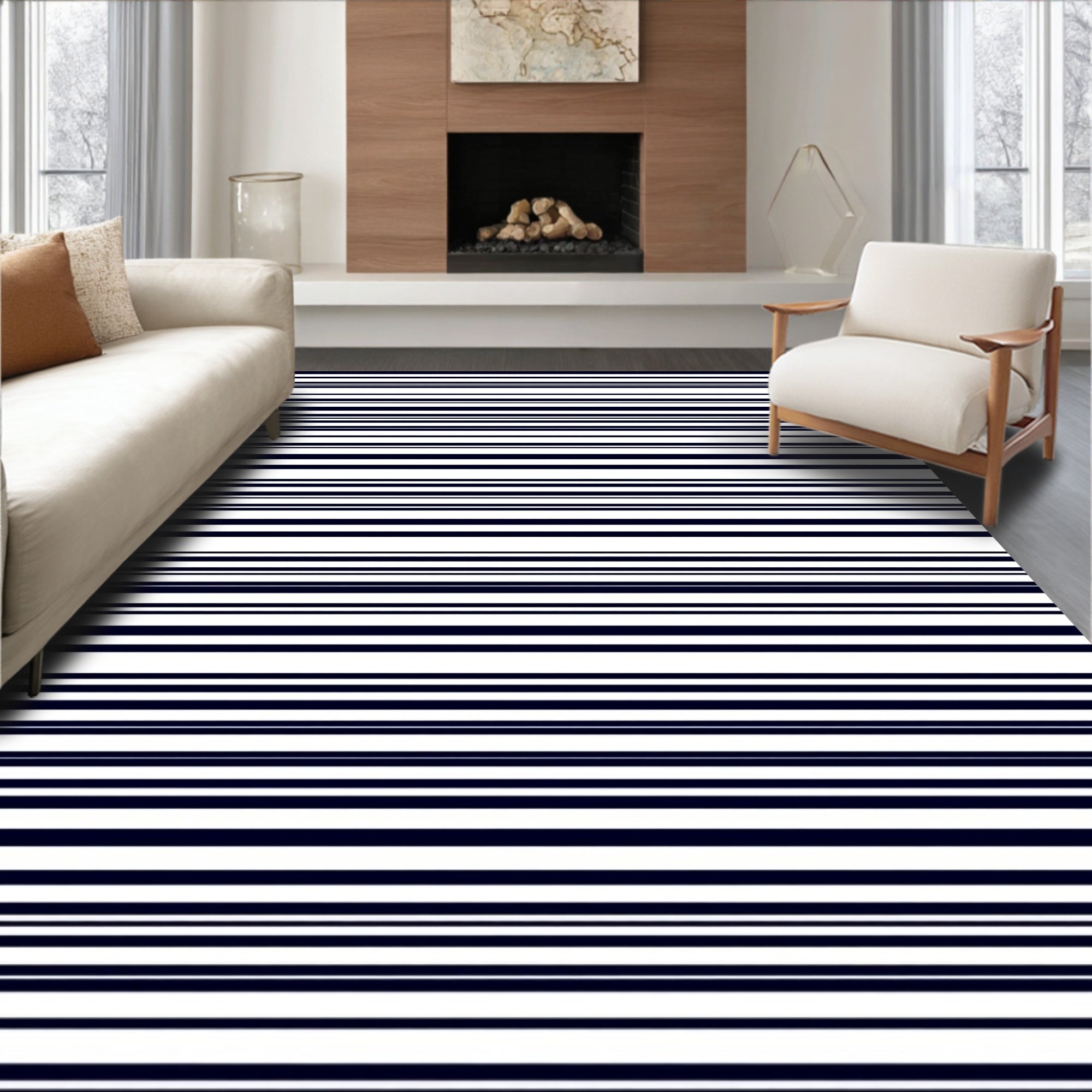 Classic Horizontal Line Pattern Rug