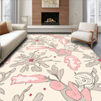 Art Nouveau Botanical Pink Floral Design Rug
