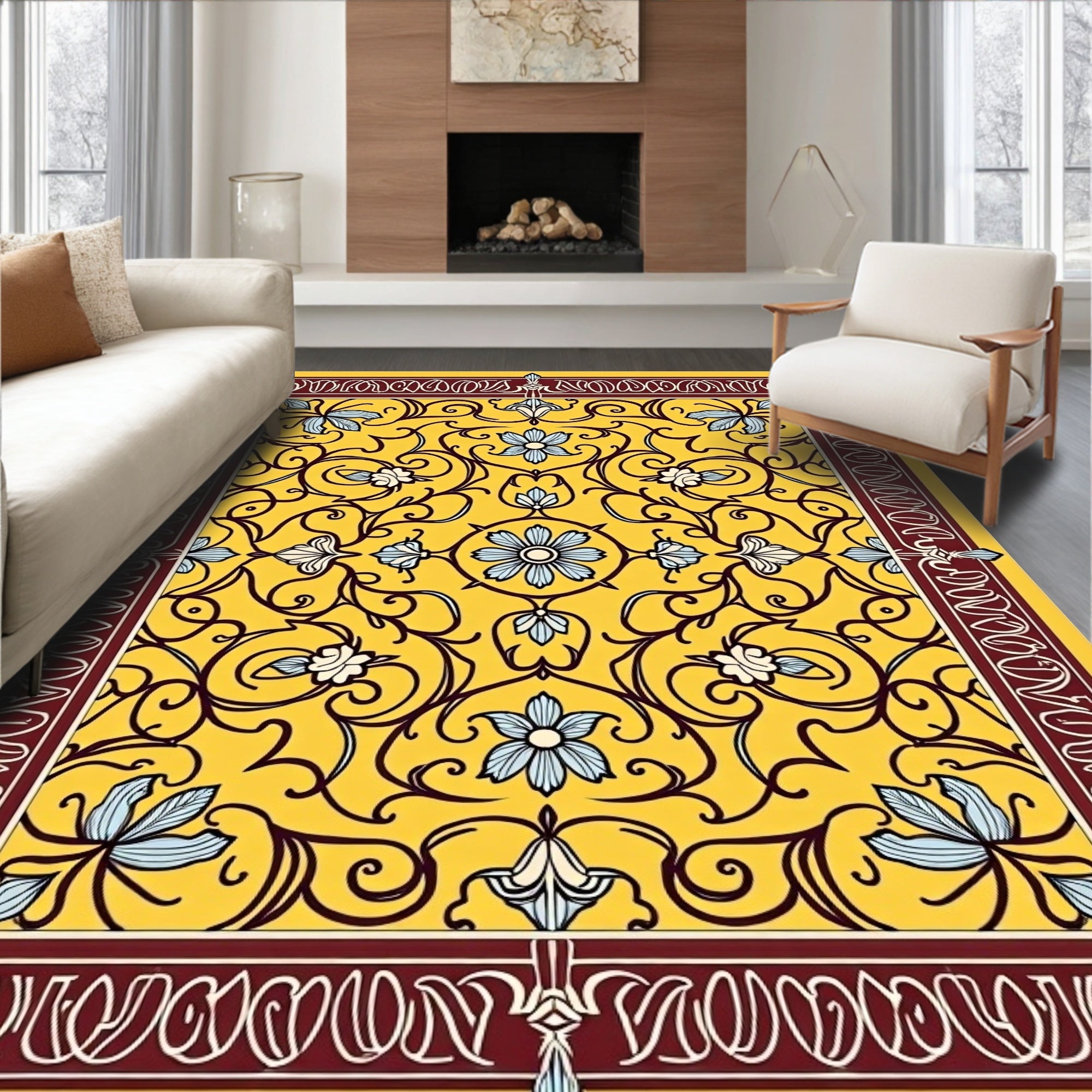 Sunny Floral Vine Decorative Rug