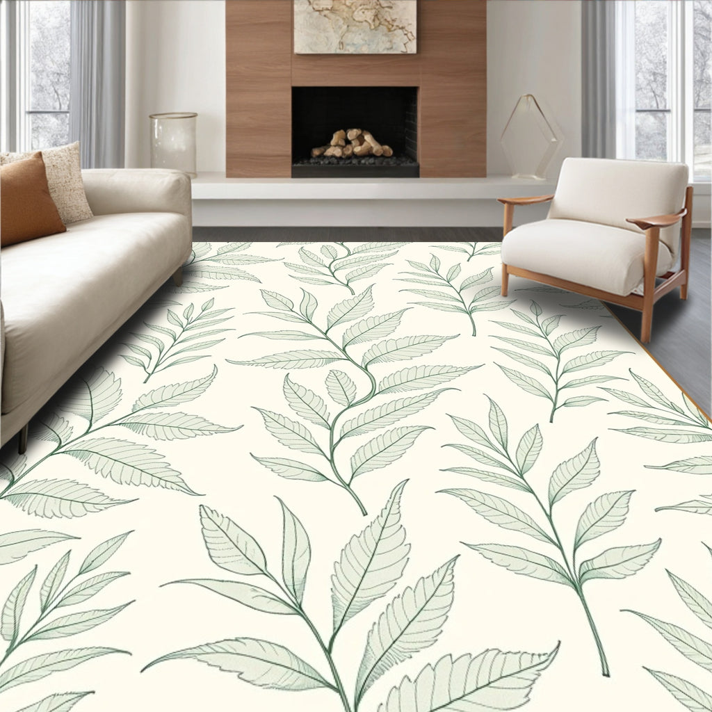 Elegant Leaf Branch Pattern Design Rug