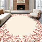 Ornate Crimson Floral Swirl Rug