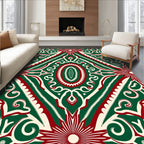 Emerald Red Medallion Symmetry Rug