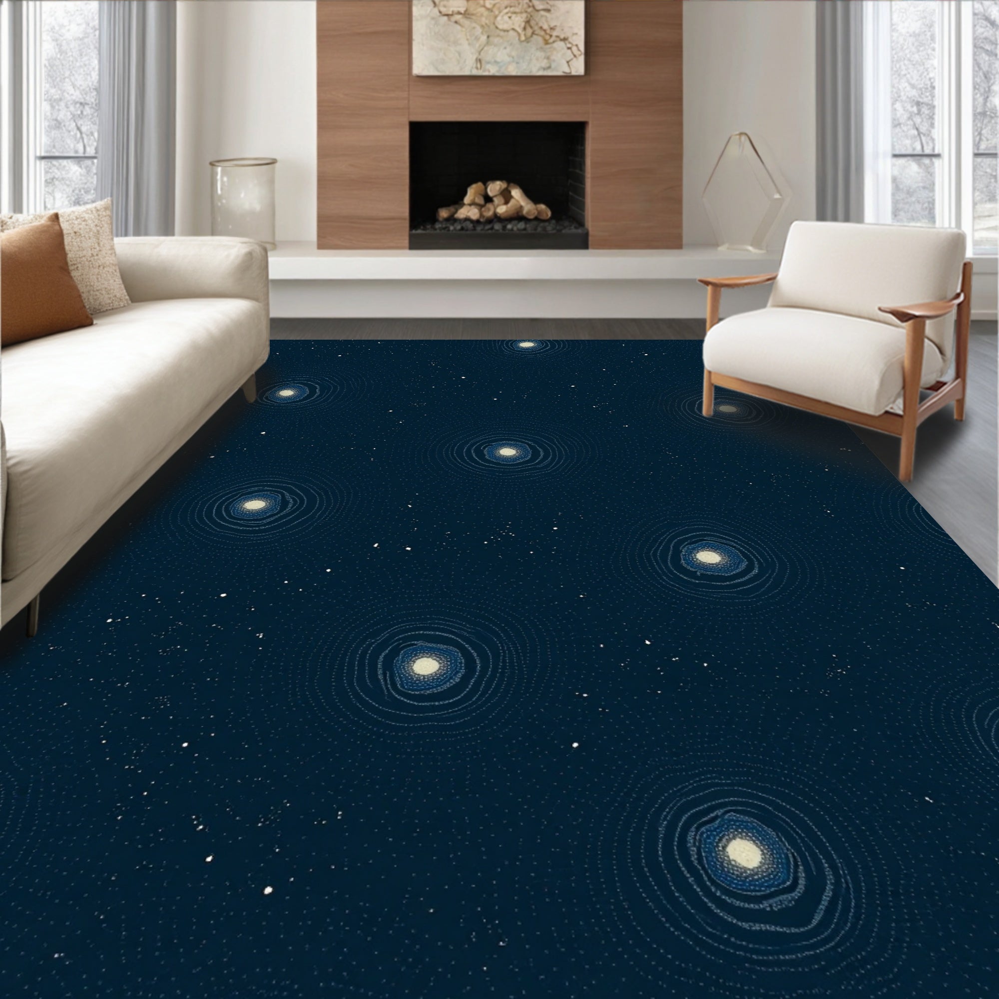Dark Sky Circular Burst Pattern Rug