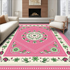 Pink Floral Geometric Design Rug