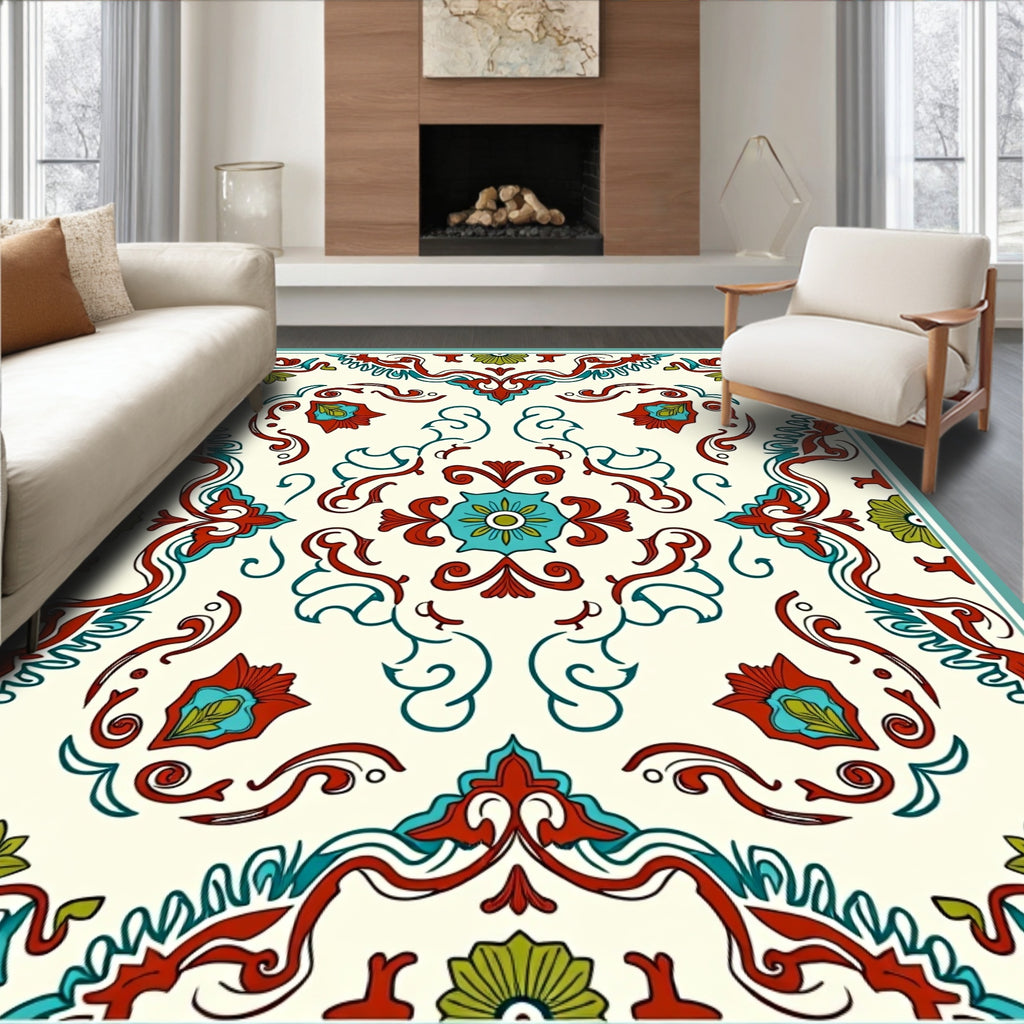 Ornate Floral Medallion Pattern Rug