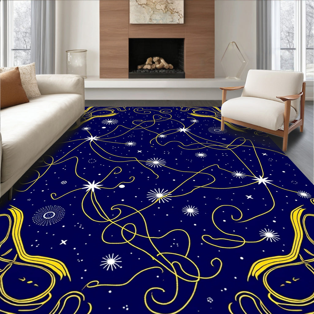 Celestial Swirls With Starburst Accents Rug