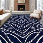 Daring White Navy Abstract Swirls Rug