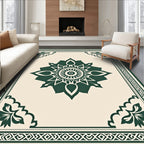 Dark Green Floral Mandala Geometric Design Rug