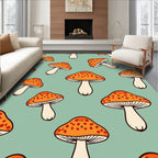Retro Orange Mushroom Pattern Design Rug