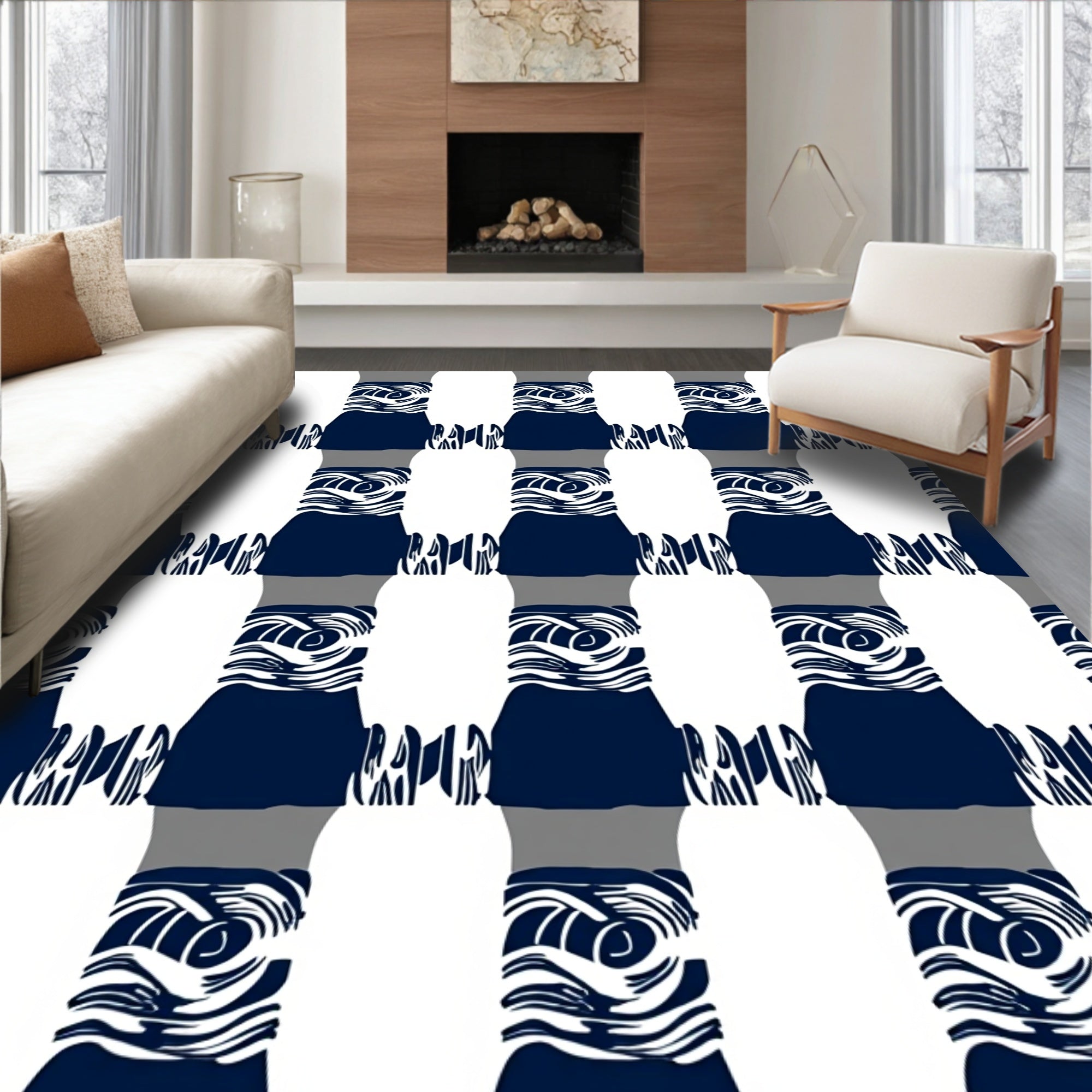Abstract Waves Stripes Pattern Rug