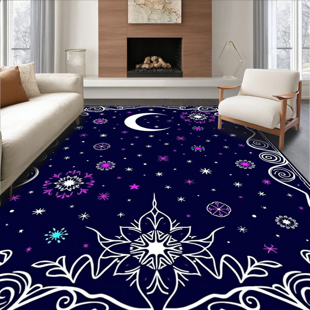 Celestial Moon Starburst Design Rug