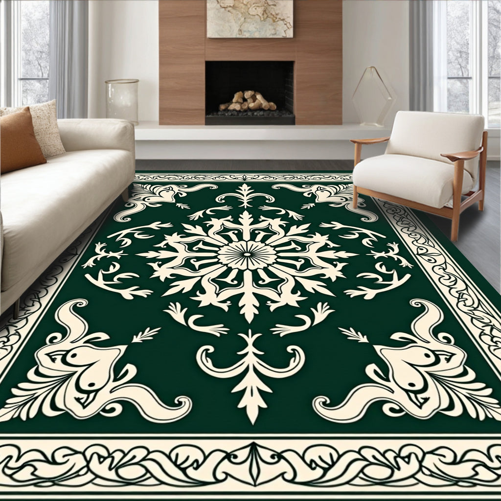 Elegant Floral Scrollwork Decorative Rug