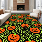 Orange Jack O Lantern Swirl Accent Rug