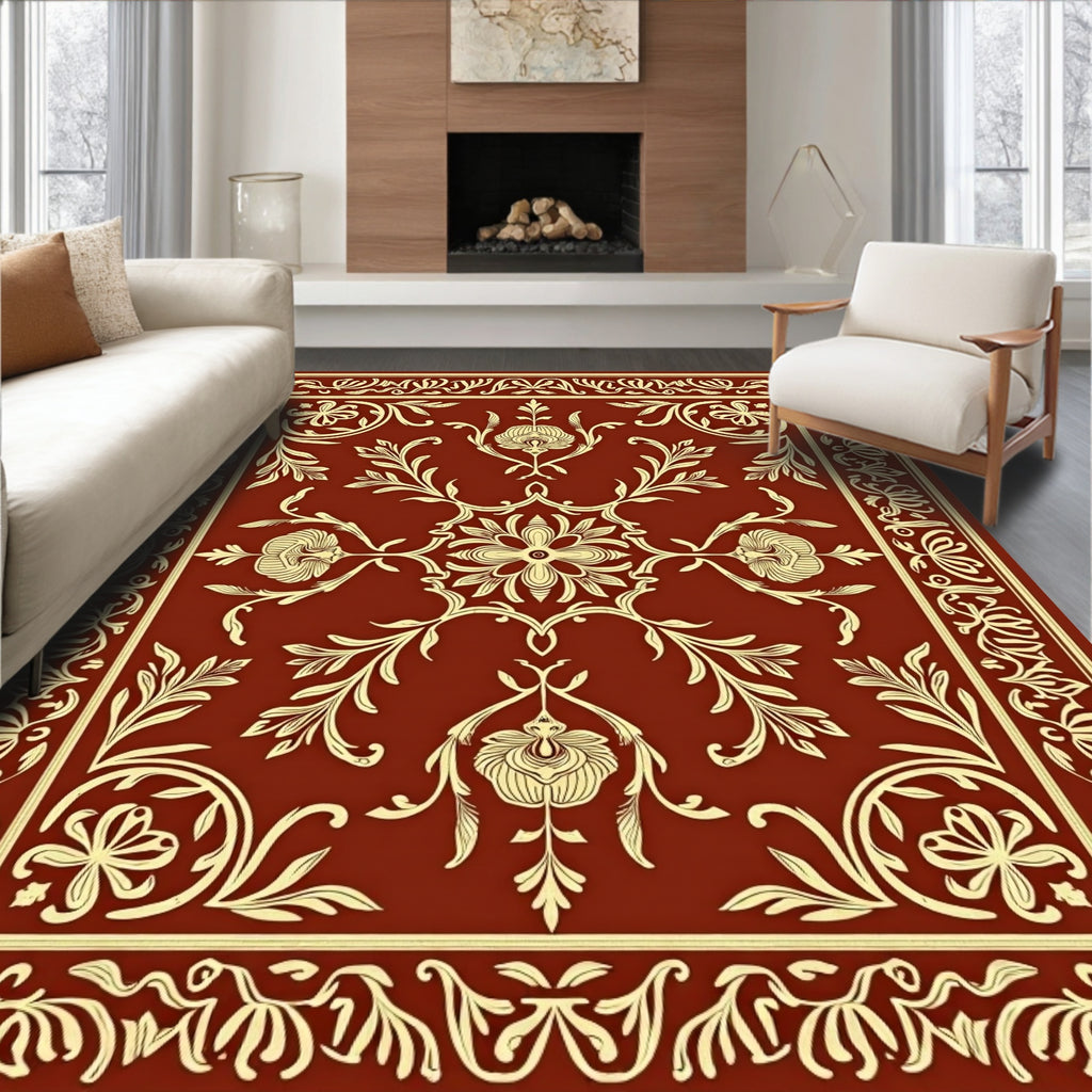 Ornate Floral Damask Pattern Rug