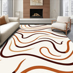 Curving Lines Warm Tones Abstract Design Rug