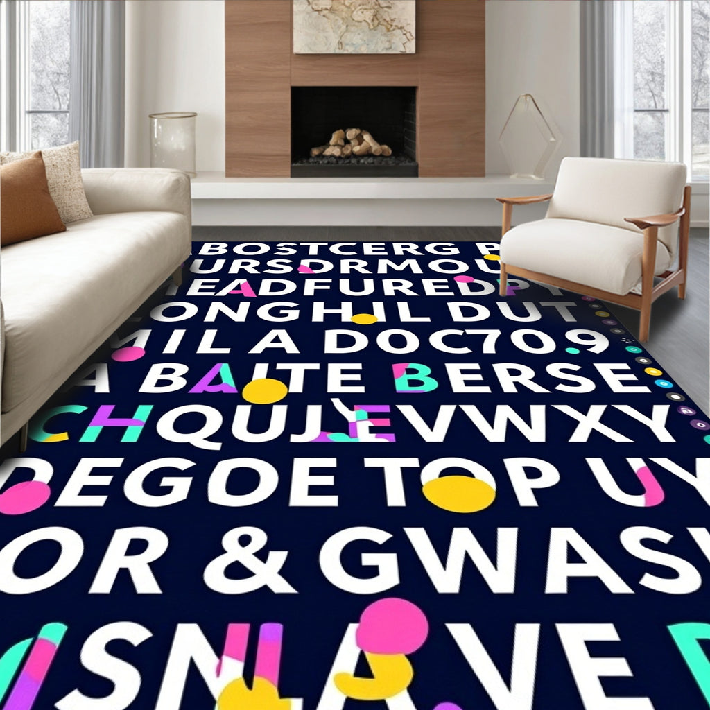 Bold Typographic Pattern Rug