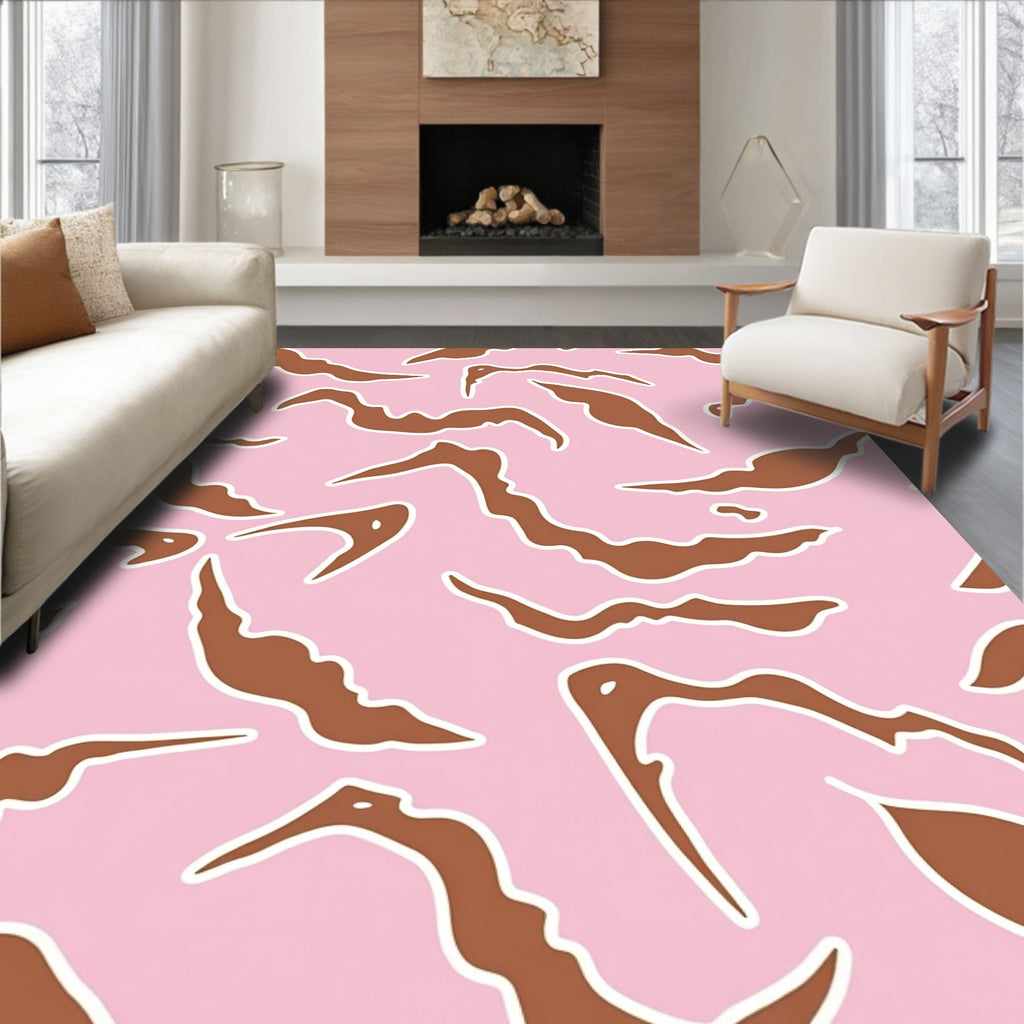 Abstract Brown Shape Pattern Rug