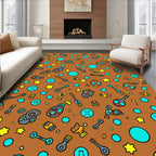 Whimsical Cartoon Icons Pattern Rug