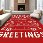 Vintage Red Retro Car Greetings Rug