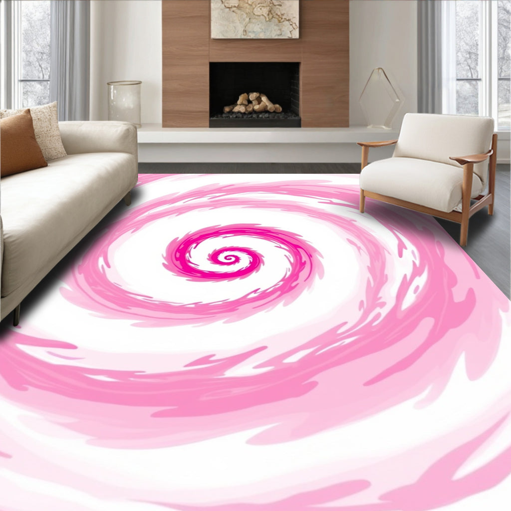 Pink Swirl Brushstroke Pattern Rug