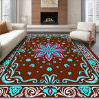 Bold Floral Medallion With Geometric Border Rug