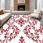 Red White Classic Damask Design Rug