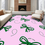Green Bows And Dashed Lines Pattern Rug