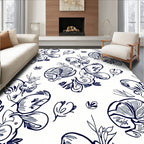 Whimsical Floral Line Art Print Rug