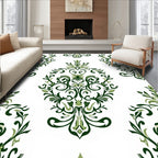 Classic Green Leaf Damask Pattern Rug