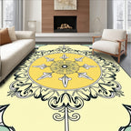 Yellow Sunburst Floral Medallion Rug