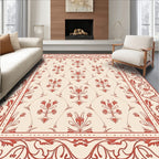 Red Floral Vine Pattern Traditional Rug