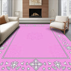 Pink Snowflake Border Rug