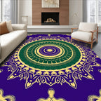 Intricate Violet Yellow Green Mandala Design Rug
