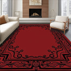 Ornate Floral Scrollwork Border Design Rug