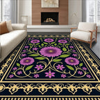 Vibrant Purple Daisy Floral Pattern Rug