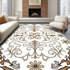 Ornate Golden Floral Patterned Rug