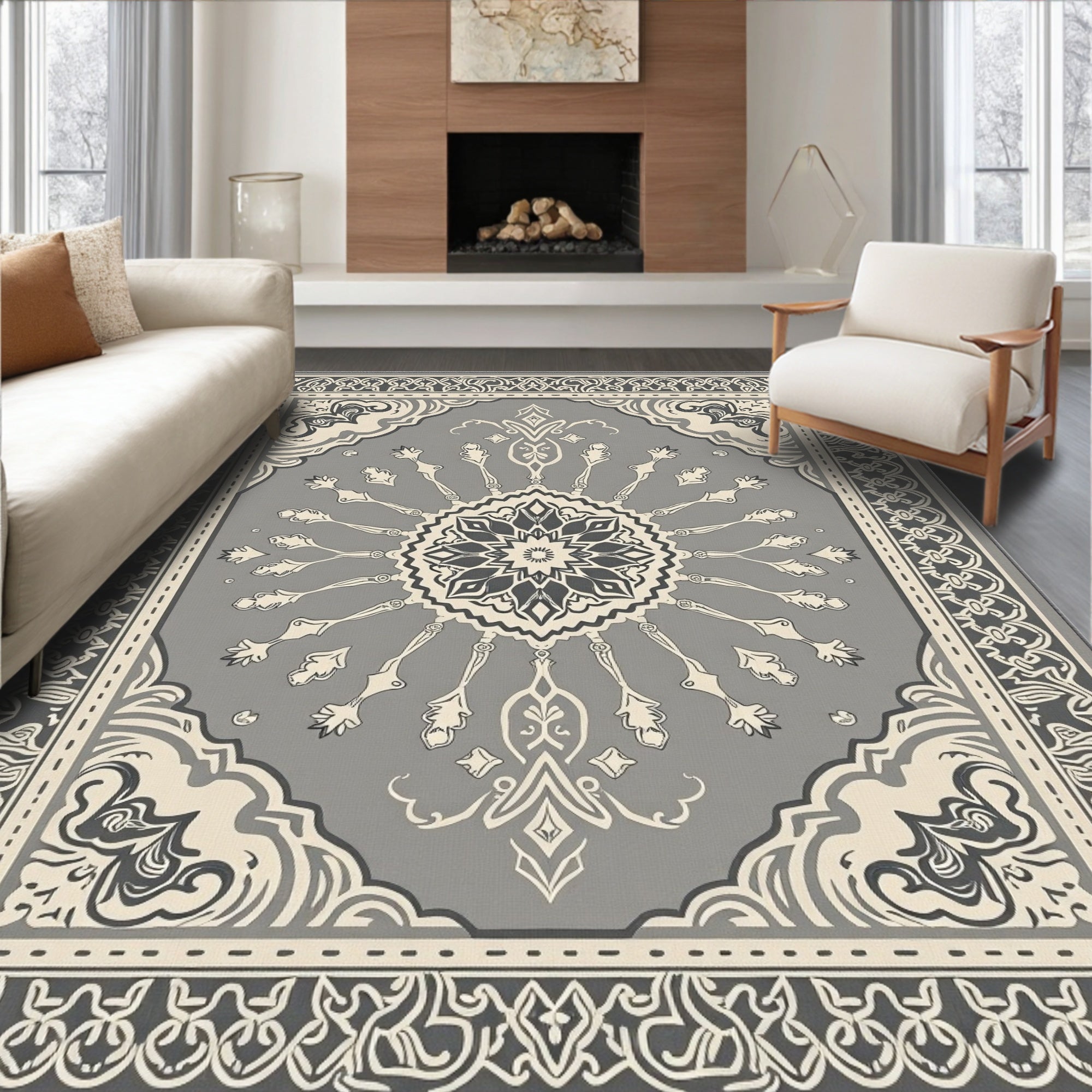 Ornate Floral Mandala Patterned Rug