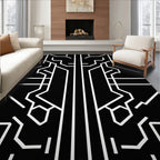 Abstract Circuit Board Geometric Pattern Rug