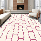 Cracked Hexagonal Pink Geometric Pattern Rug