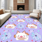 Cute Cat Flower Pattern Design Rug