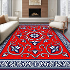 Classic Floral Bordered Red Rug