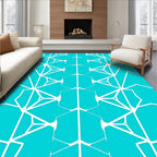 Teal White Geometric Tessellation Pattern Rug