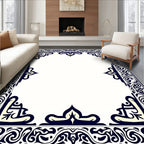 Traditional Blue Ivory Scroll Pattern Rug