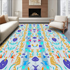 Abstract Figures And Floral Symmetry Rug