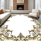 Classic Gold Floral Swirl Frame Rug